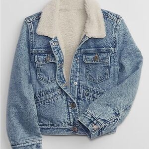 GAP Blue and Cream Sherpa-Lined Jean Jacket - Kids